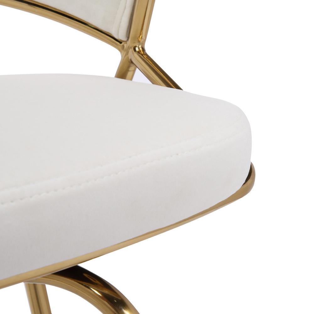 Gold Metal, Cream Velvet Jie Fixed-height Counter Stool - Set of 2. Picture 8