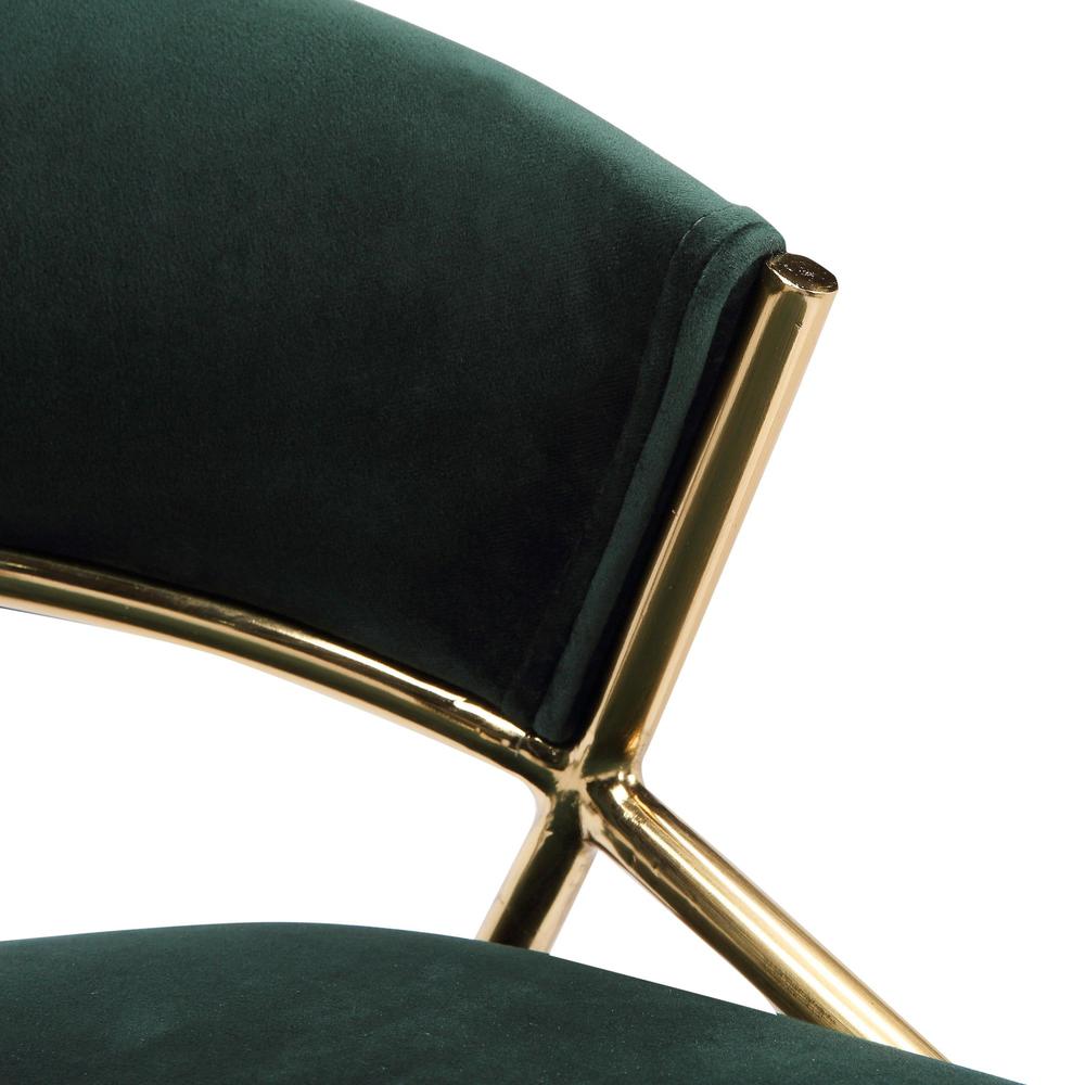 Gold Metal, Green Velvet Jie Fixed-height Counter Stool - Set of 2. Picture 7