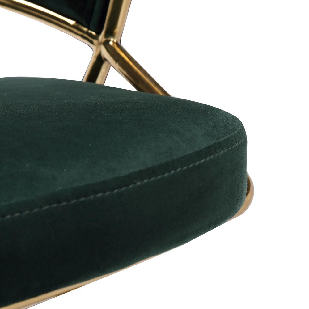 Gold Metal, Green Velvet Jie Fixed-height Counter Stool - Set of 2. Picture 8