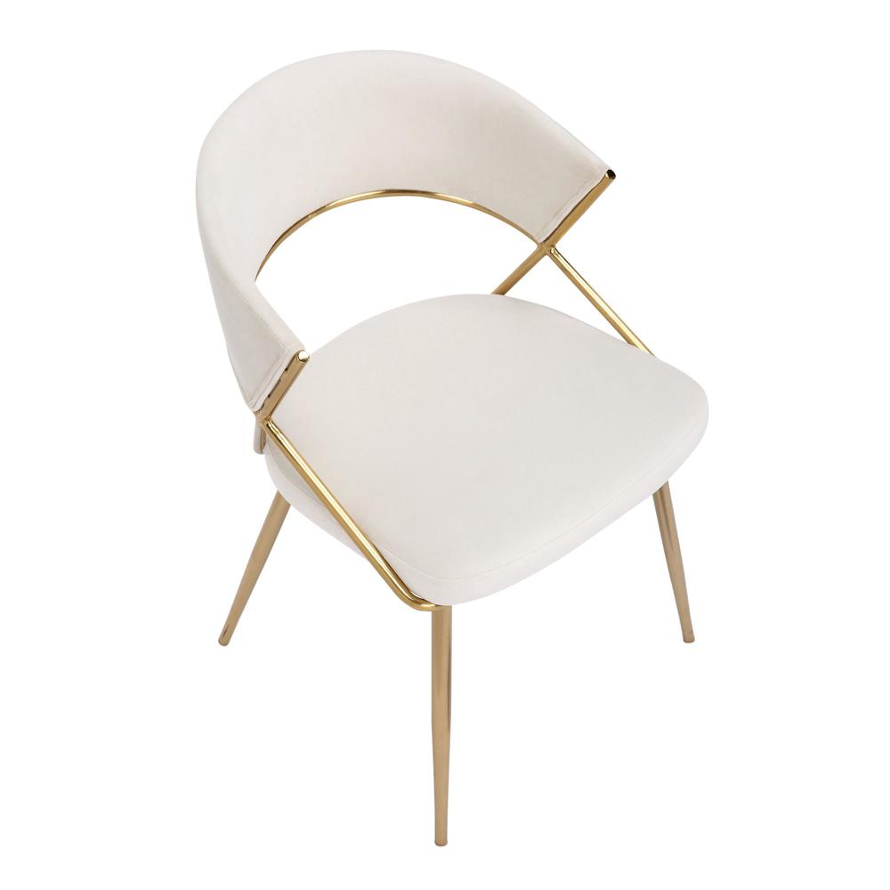Gold Steel, Cream Velvet Jie Dining Chair - Set of 2. Picture 7