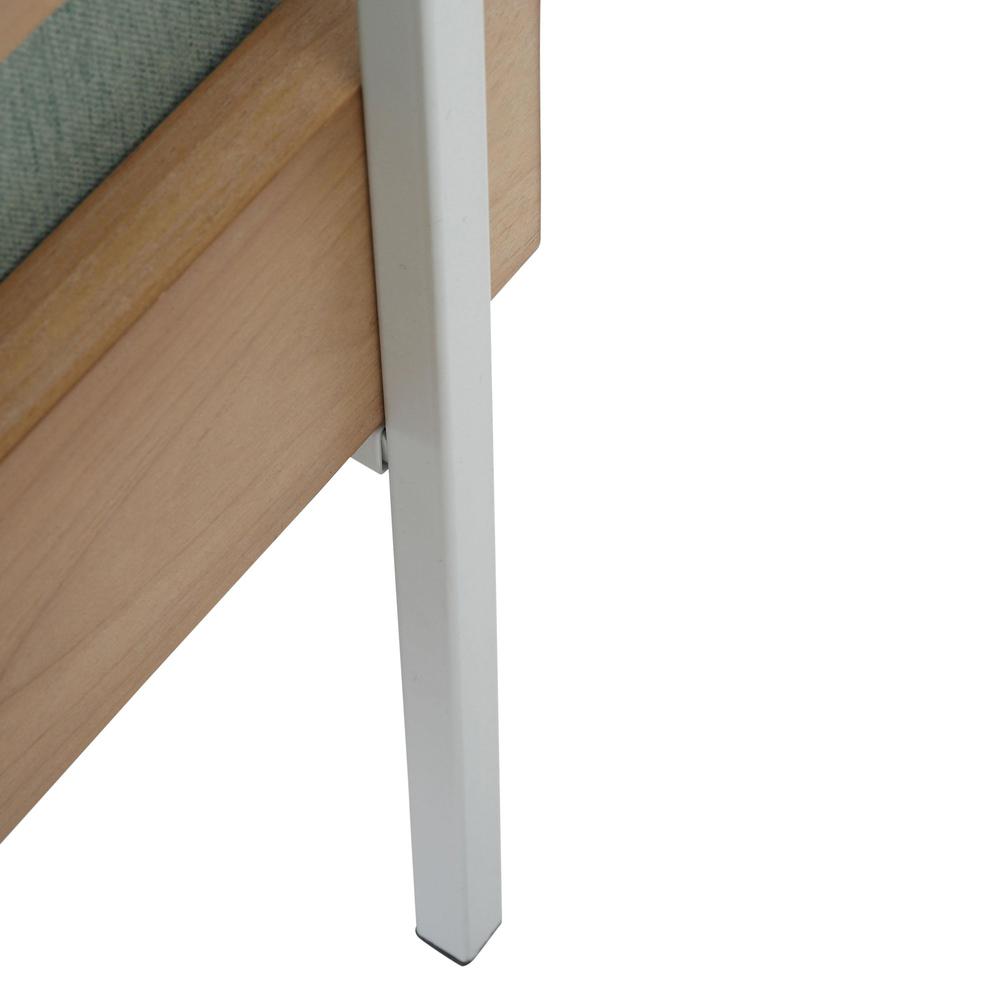 White Metal, Natural Wood, Light Green Fabric Kari Accent Chair. Picture 9