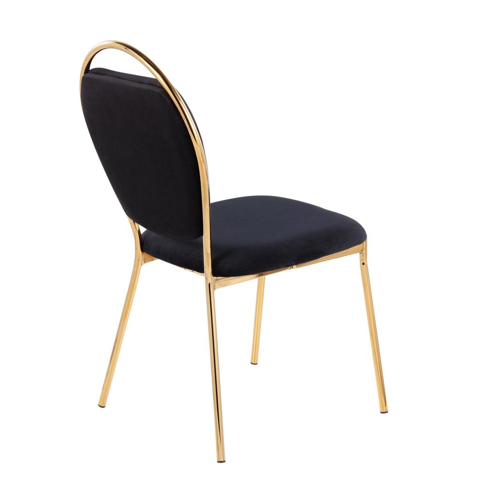 Gold Metal, Black Velvet Keyhole Dining Chair - Set of 2. Picture 4