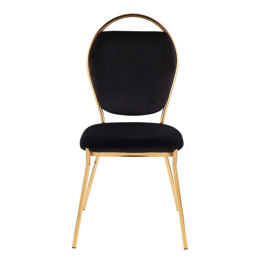 Gold Metal, Black Velvet Keyhole Dining Chair - Set of 2. Picture 6