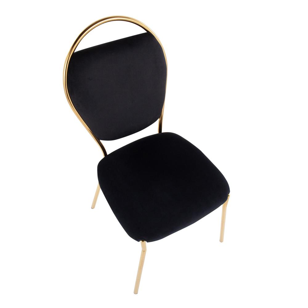Gold Metal, Black Velvet Keyhole Dining Chair - Set of 2. Picture 7