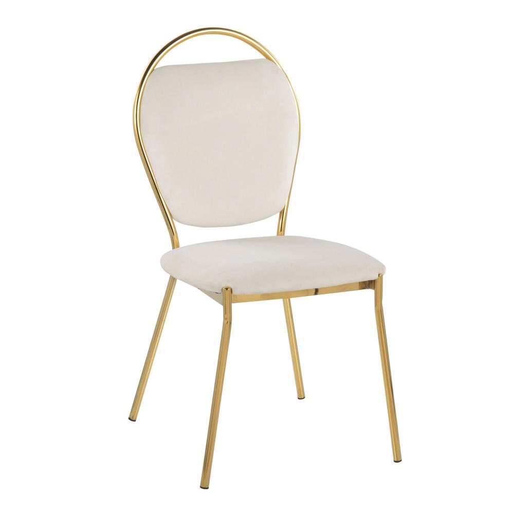 Gold Metal, Green Velvet Keyhole Dining Chair - Set of 2. Picture 2