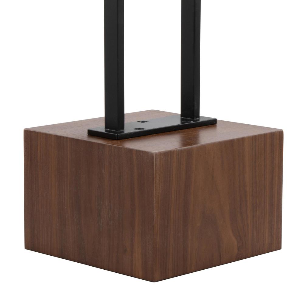 Black Metal, Walnut Wood, White Shade Bento 67.5" Metal Floor Lamp. Picture 8
