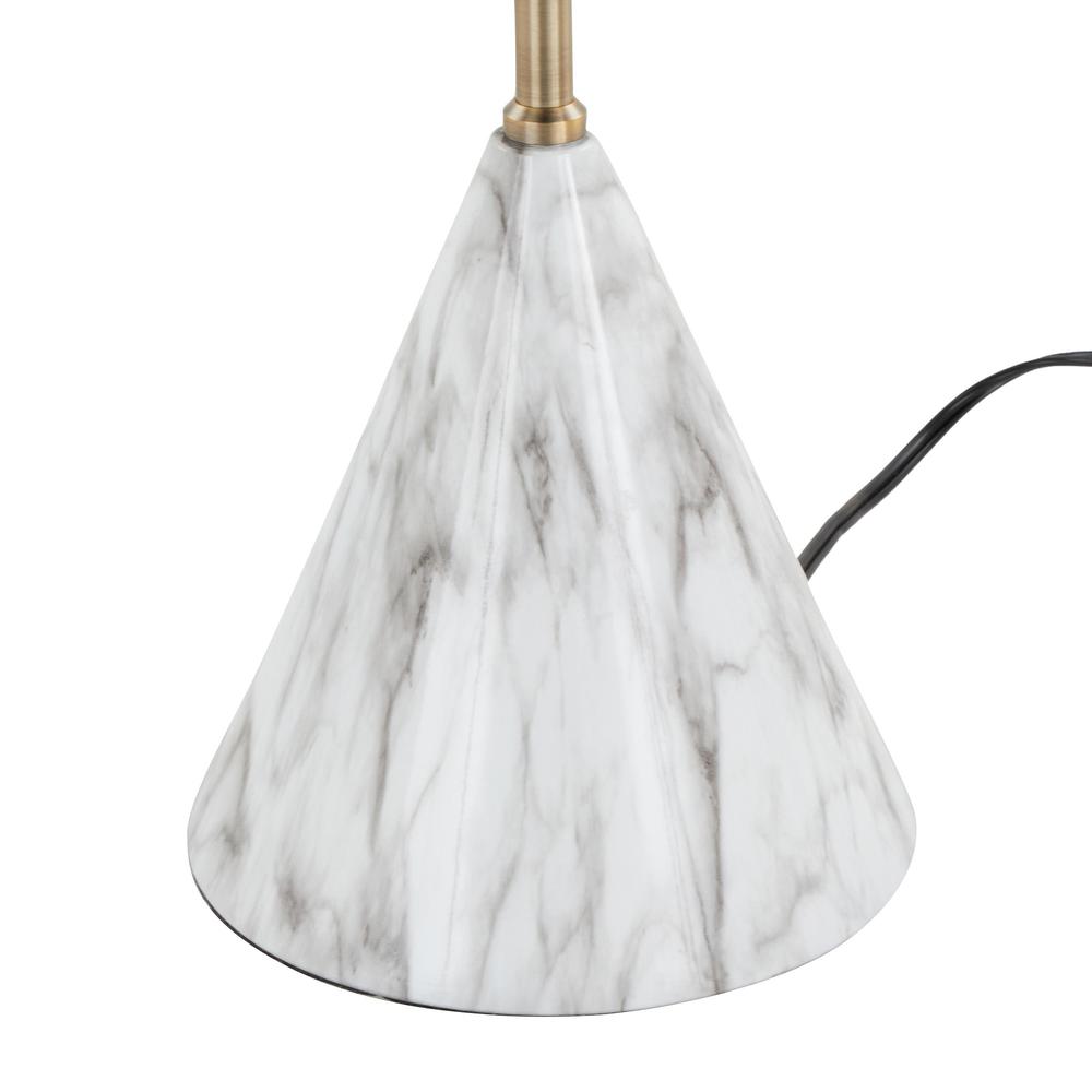 Gold Metal, White Faux Marble Cone 65" Metal Floor Lamp. Picture 7