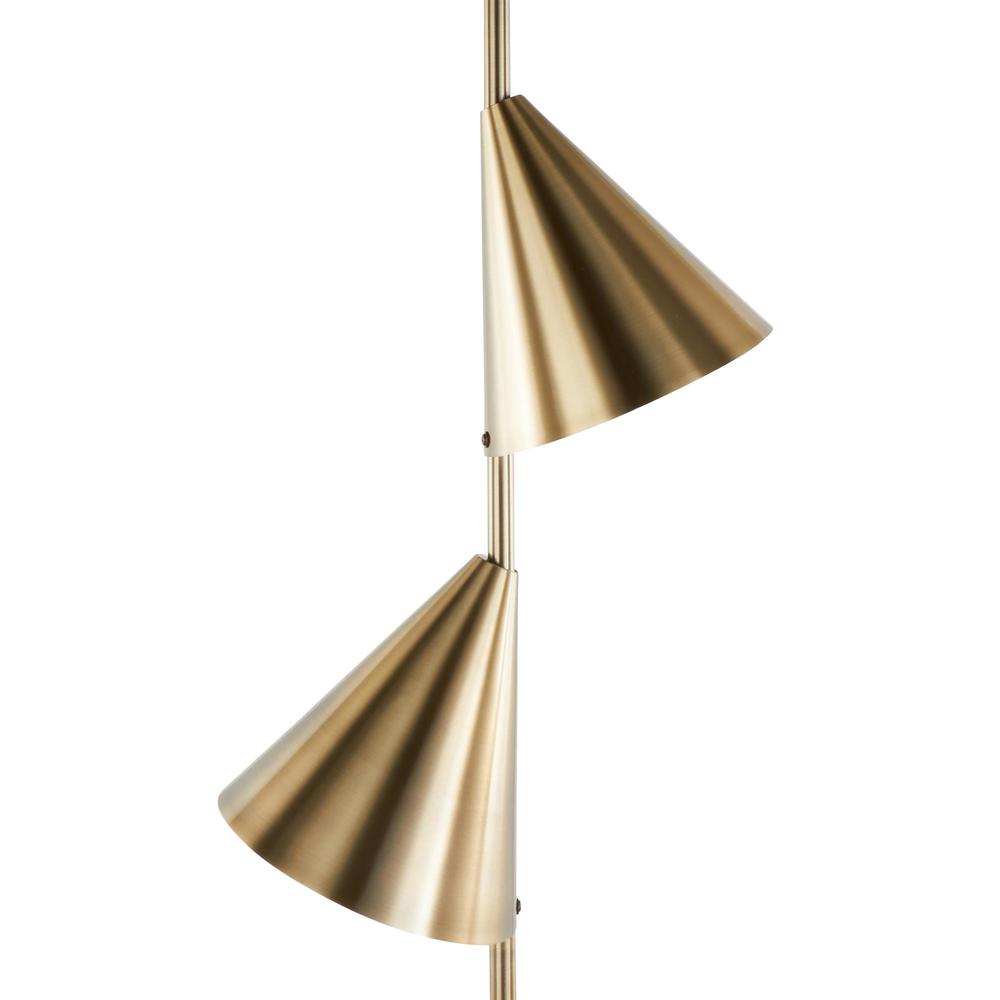 Gold Metal, White Faux Marble Cone 65" Metal Floor Lamp. Picture 8