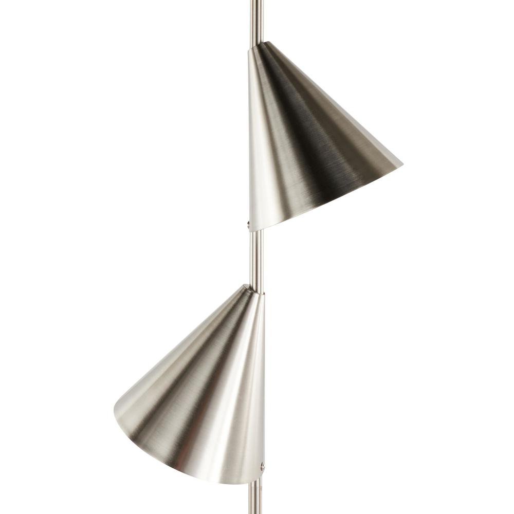 Plated Nickel, Black Faux Marble Cone 65" Metal Floor Lamp. Picture 7