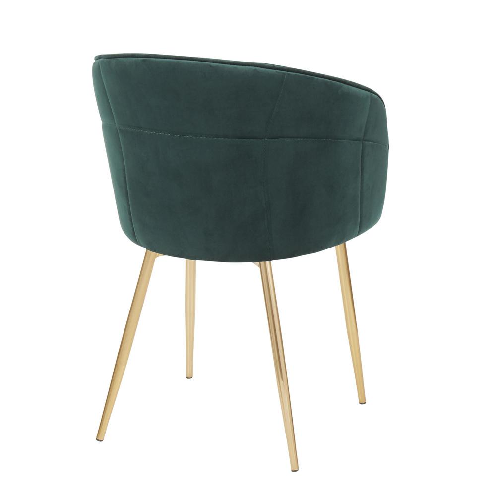 Lindsey Contemporary Chair in Gold Metal and Green Velvet. Picture 3