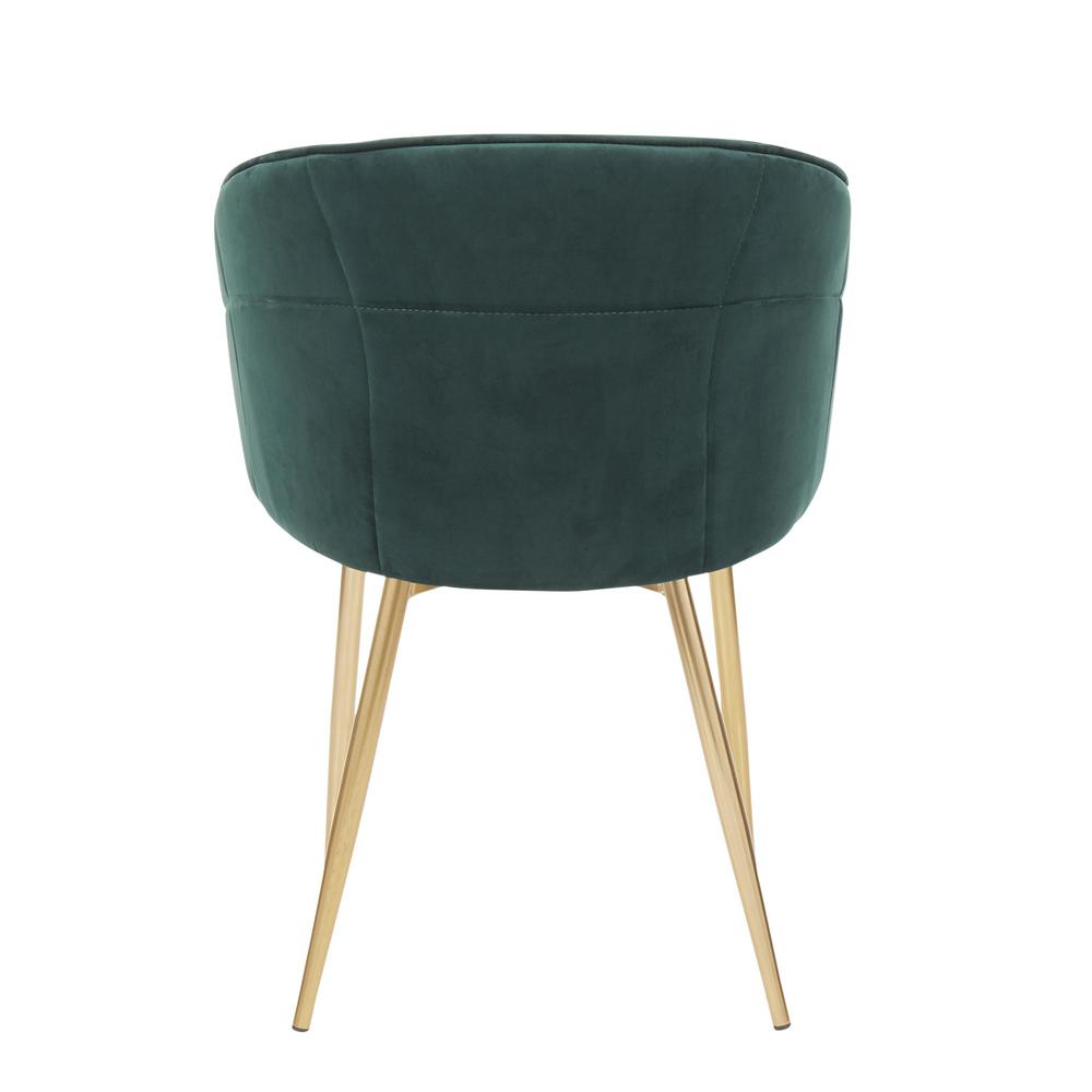 Lindsey Contemporary Chair in Gold Metal and Green Velvet. Picture 4