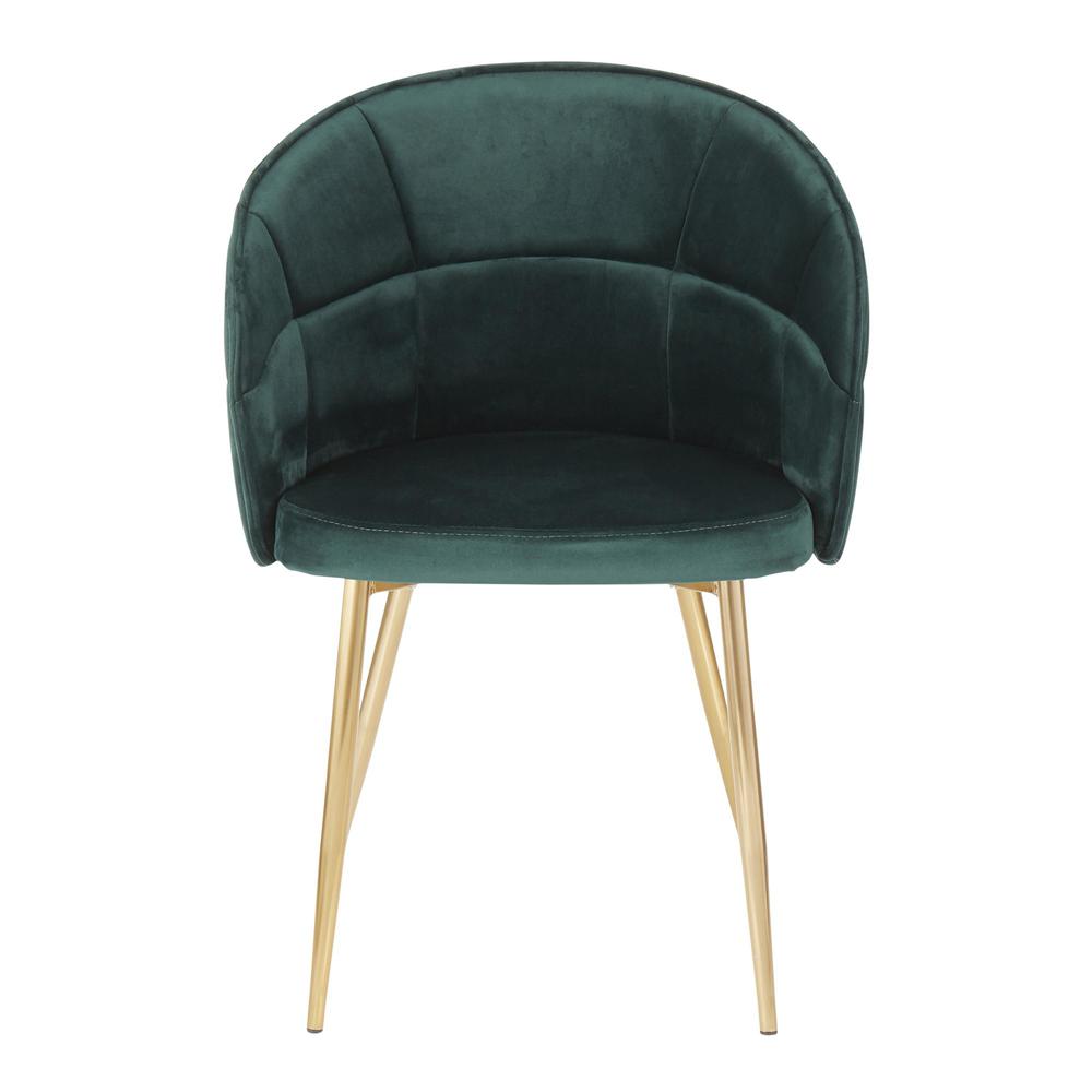 Lindsey Contemporary Chair in Gold Metal and Green Velvet. Picture 5
