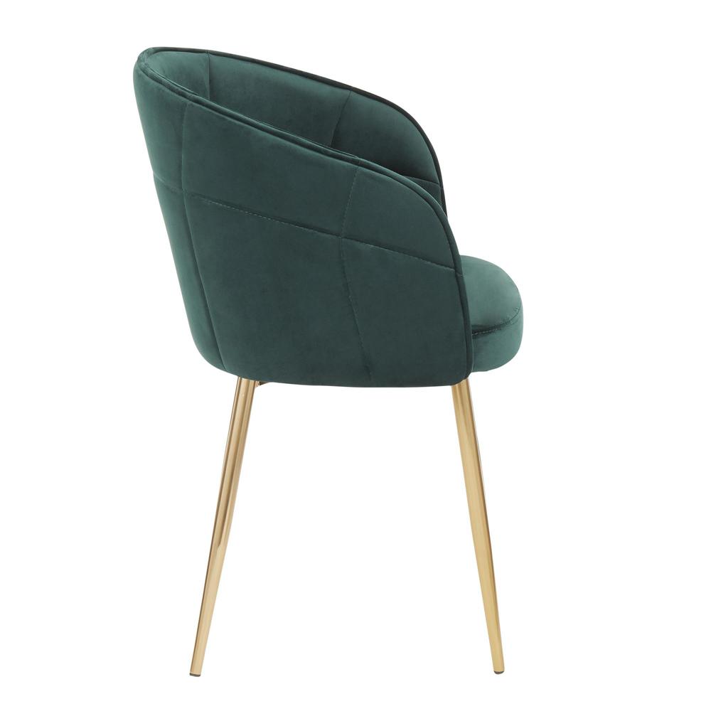 Lindsey Contemporary Chair in Gold Metal and Green Velvet. Picture 2
