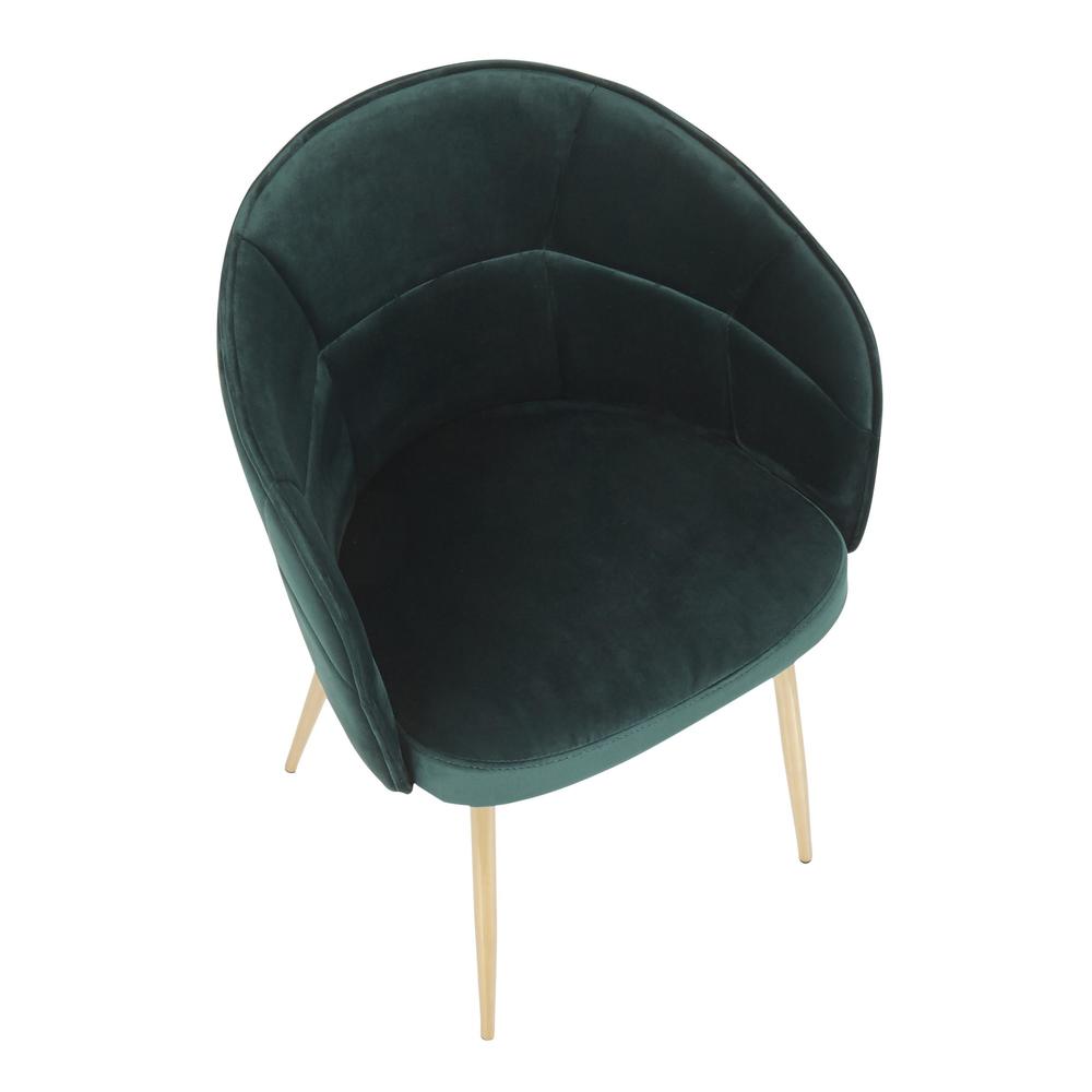 Lindsey Contemporary Chair in Gold Metal and Green Velvet. Picture 6