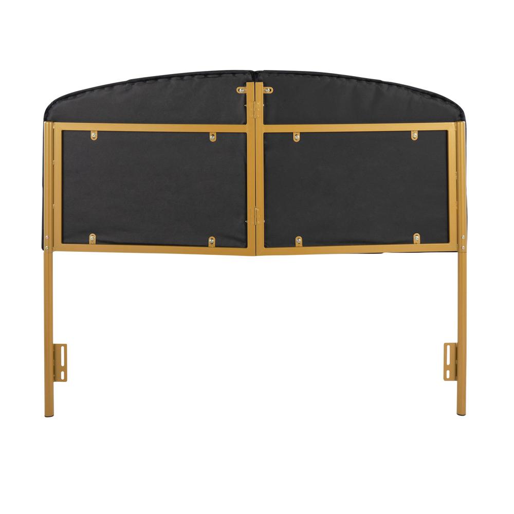 Gold Steel, Black Velvet Lindsey Headboard. Picture 4