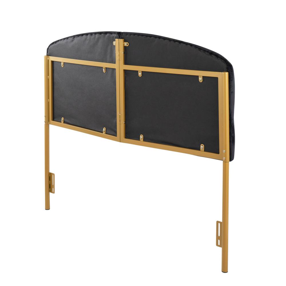 Gold Steel, Black Velvet Lindsey Headboard. Picture 3