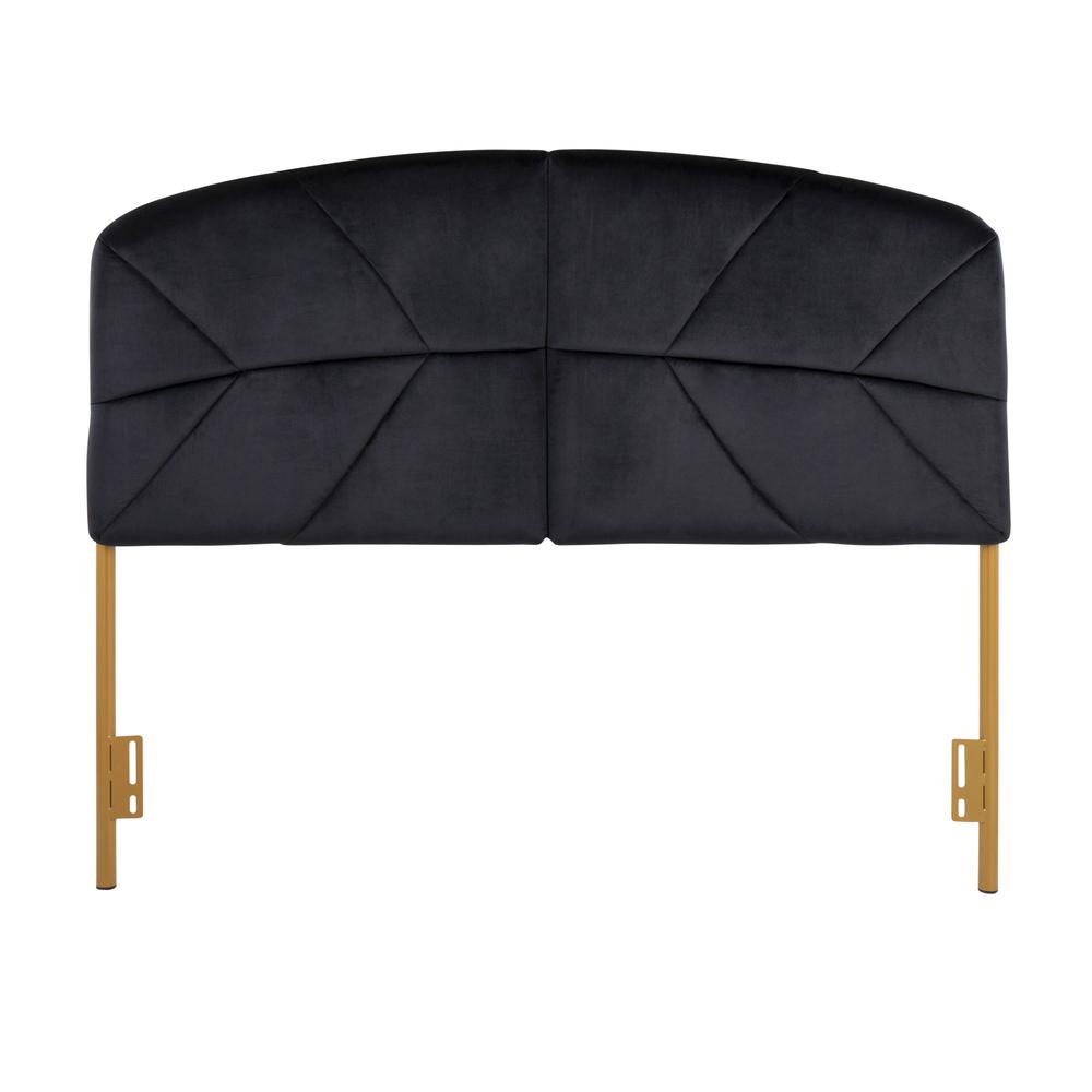 Gold Steel, Black Velvet Lindsey Headboard. Picture 5