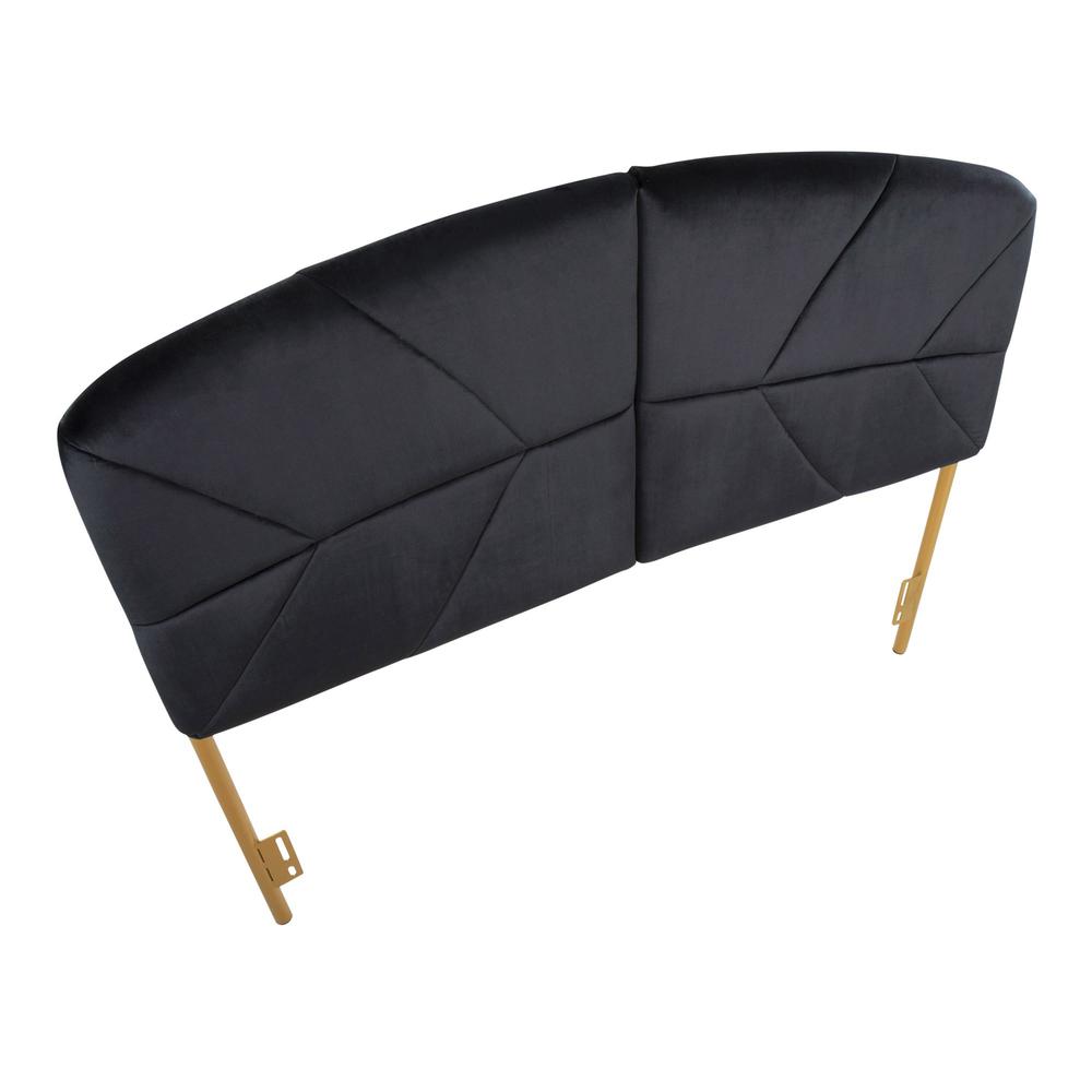 Gold Steel, Black Velvet Lindsey Headboard. Picture 6