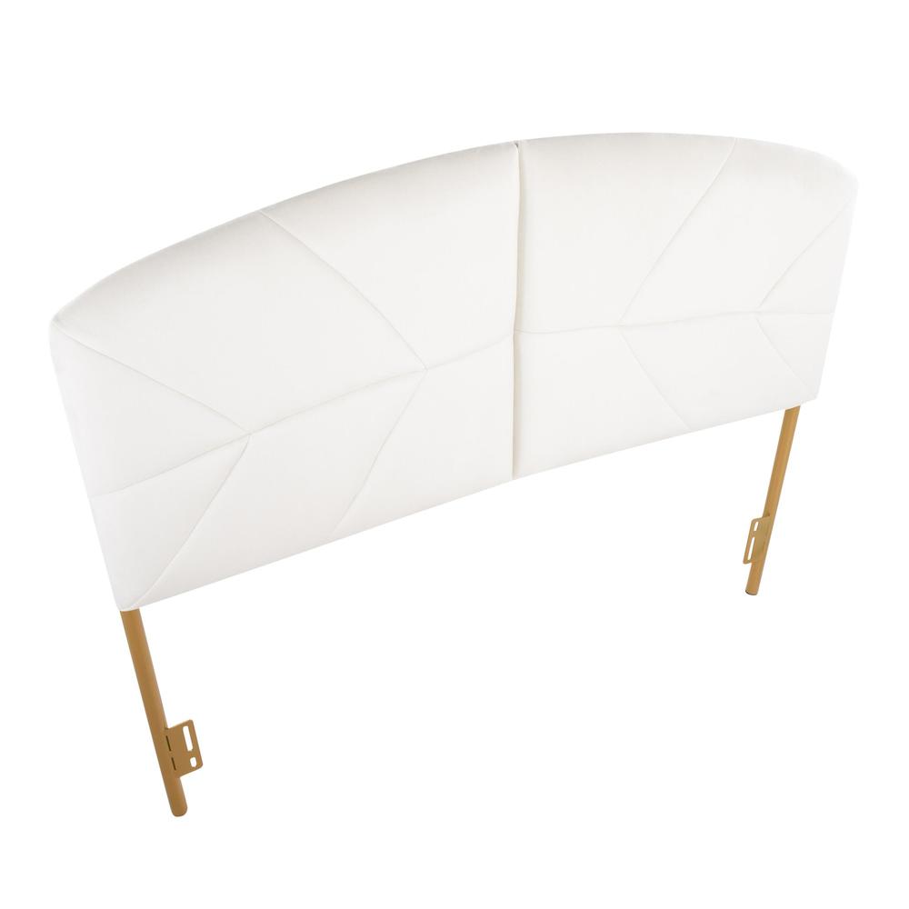 Gold Steel, Cream Velvet Lindsey Headboard. Picture 6