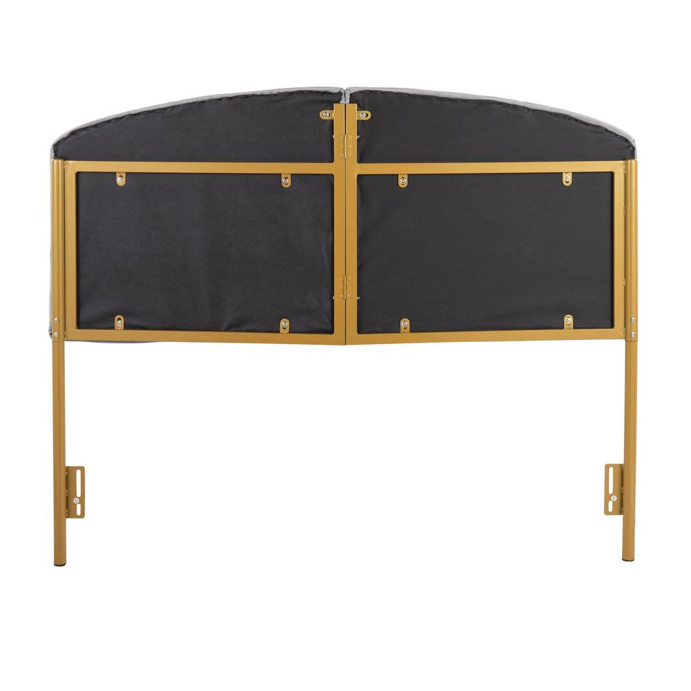 Gold Steel, Grey Velvet Lindsey Headboard. Picture 4
