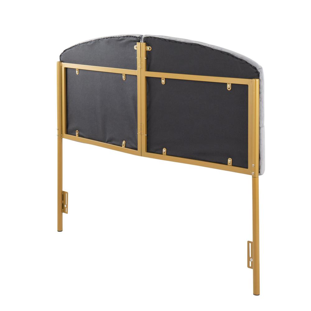 Gold Steel, Grey Velvet Lindsey Headboard. Picture 3