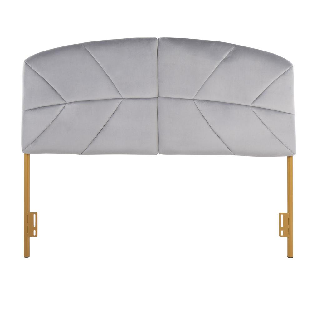 Gold Steel, Grey Velvet Lindsey Headboard. Picture 5