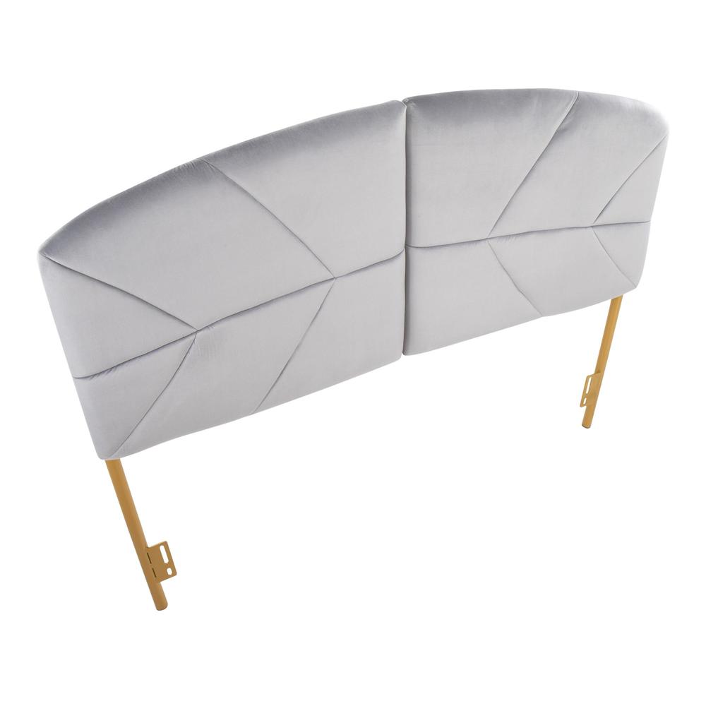 Gold Steel, Grey Velvet Lindsey Headboard. Picture 6