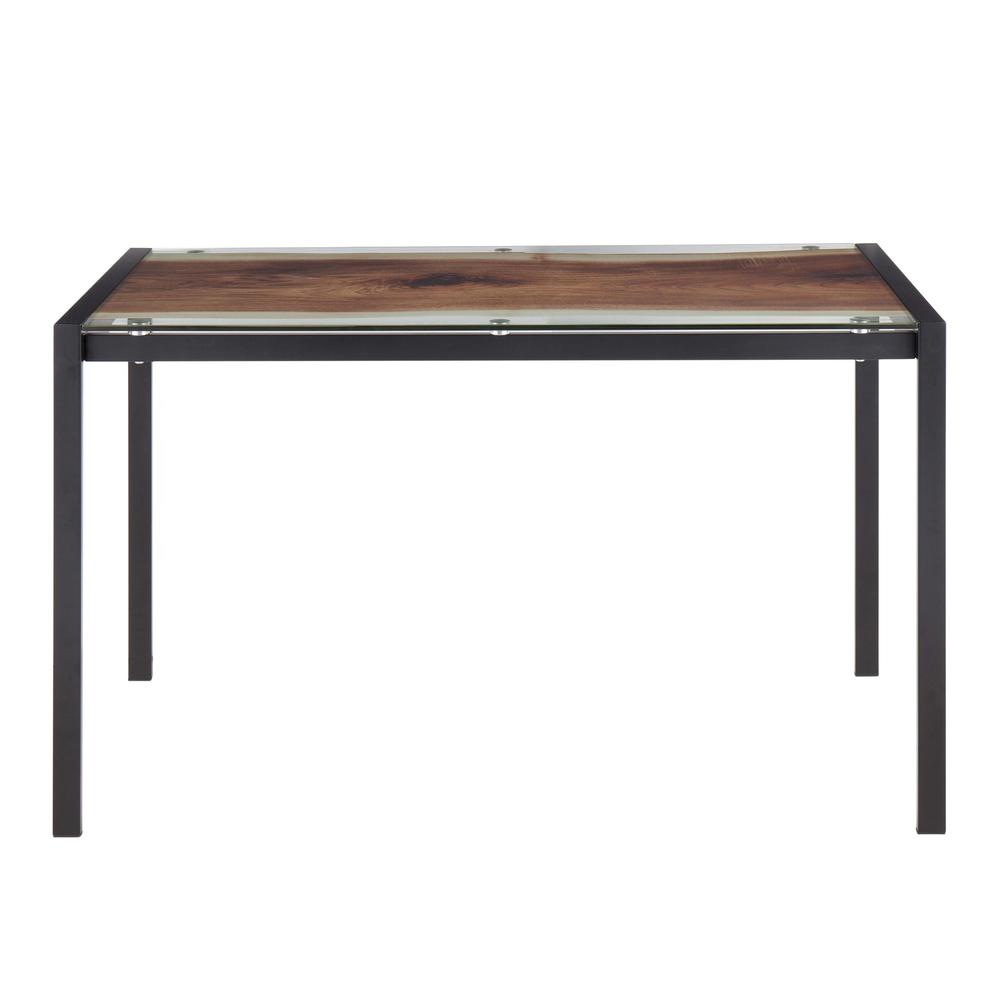 Black Steel, Printed Glass Live Edge Table. Picture 4