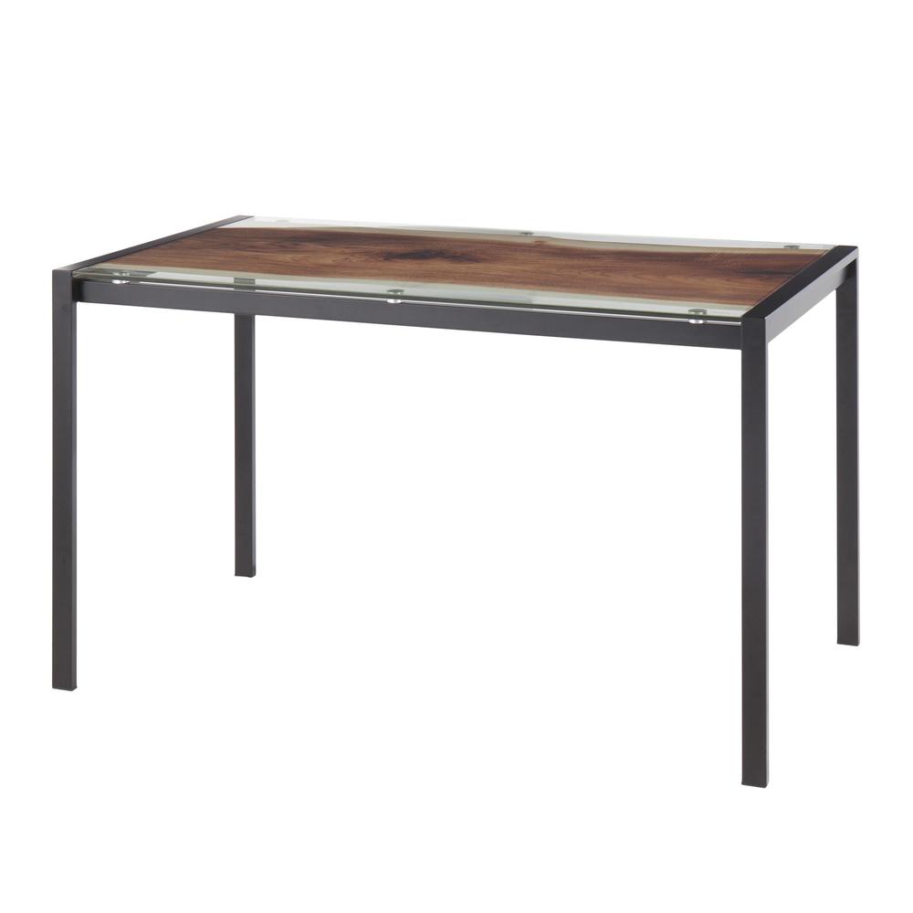 Black Steel, Printed Glass Live Edge Table. Picture 3