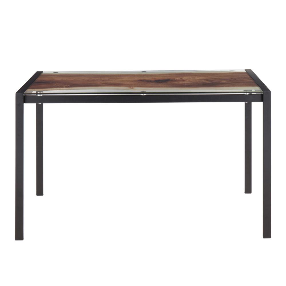 Black Steel, Printed Glass Live Edge Table. Picture 5