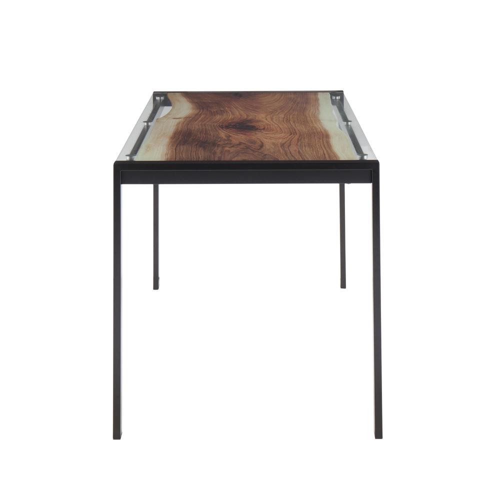 Black Steel, Printed Glass Live Edge Table. Picture 2