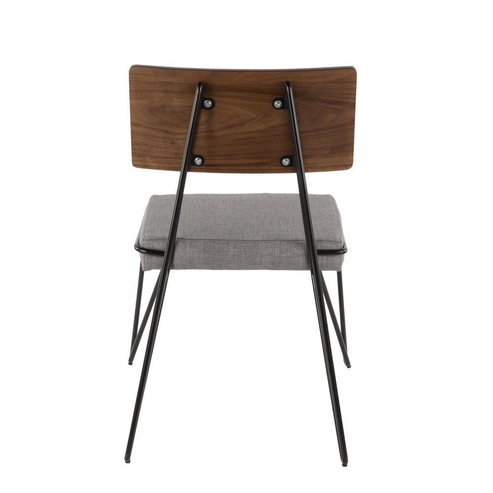 Black Metal, Grey Fabric, Walnut Wood Loft Chair - Set of 2. Picture 6