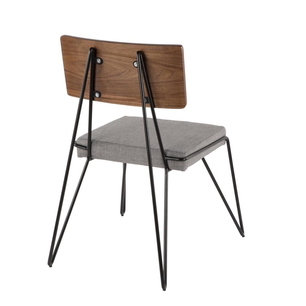 Black Metal, Grey Fabric, Walnut Wood Loft Chair - Set of 2. Picture 5