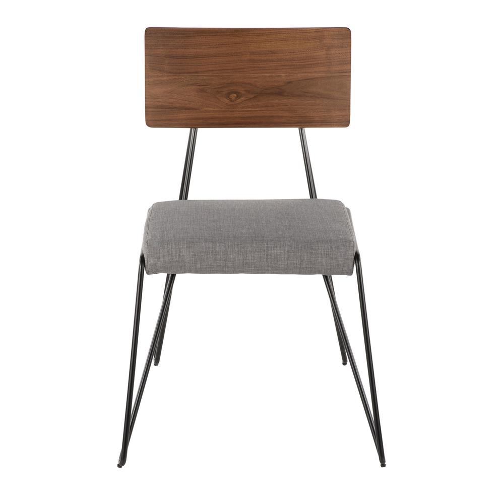 Black Metal, Grey Fabric, Walnut Wood Loft Chair - Set of 2. Picture 7