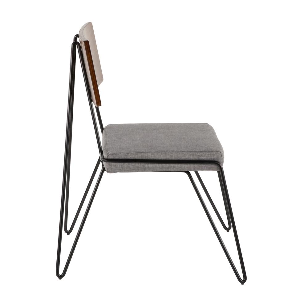 Black Metal, Grey Fabric, Walnut Wood Loft Chair - Set of 2. Picture 4