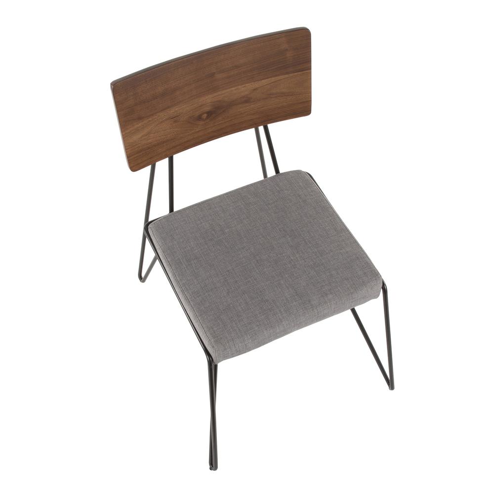 Black Metal, Grey Fabric, Walnut Wood Loft Chair - Set of 2. Picture 8
