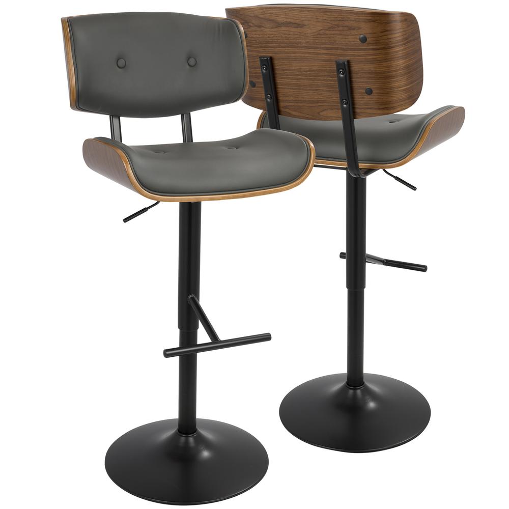 Walnut, Grey Lombardi Barstool. Picture 1