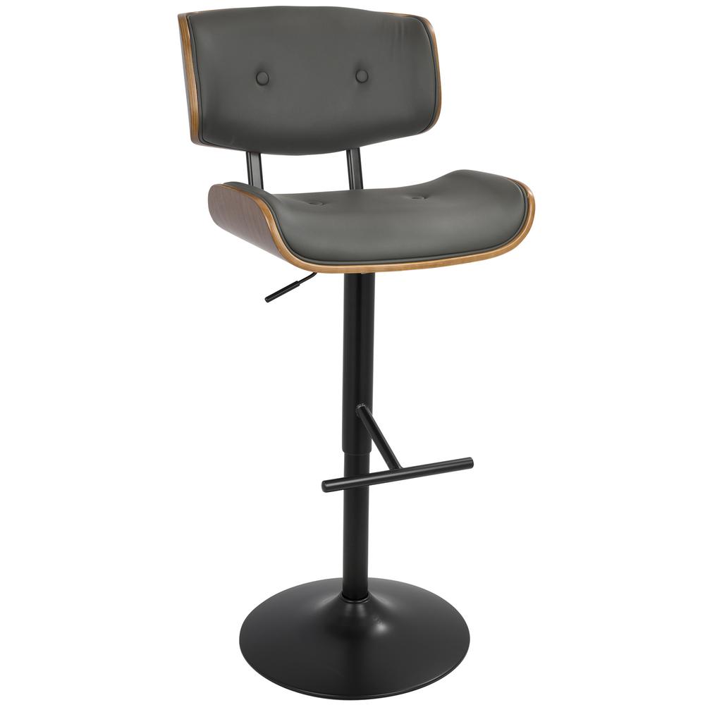Walnut, Grey Lombardi Barstool. Picture 2
