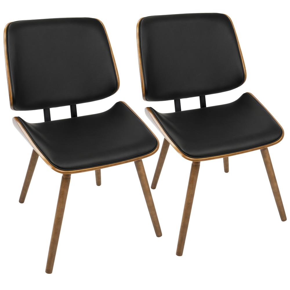 Walnut, Black Lombardi Chair - Set of 2. Picture 1