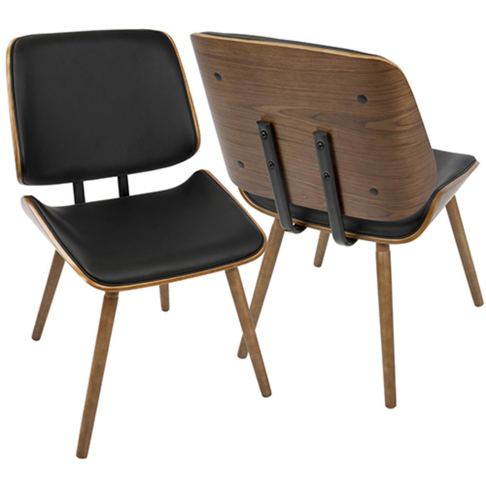 Walnut, Black Lombardi Chair - Set of 2. Picture 2