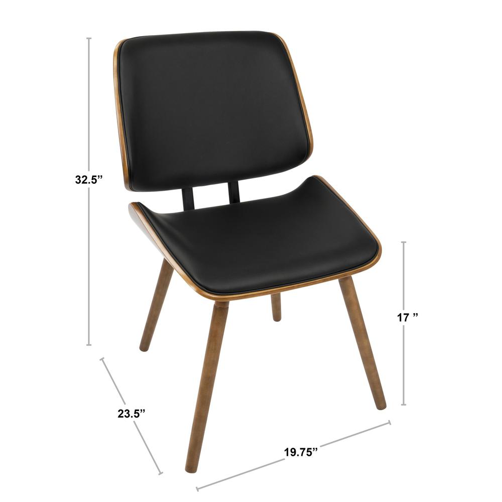 Walnut, Black Lombardi Chair - Set of 2. Picture 9