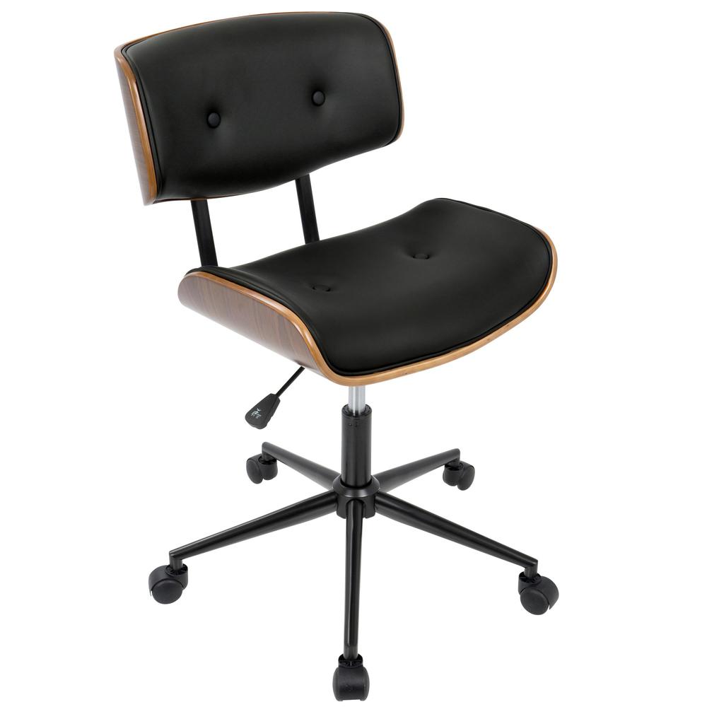 Walnut, Black Lombardi Office Chair. Picture 1