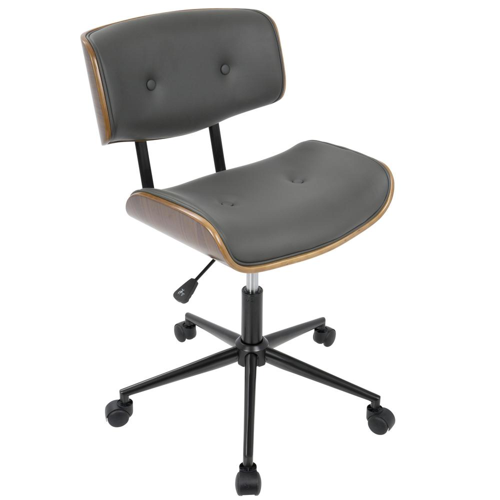 Walnut, Grey Lombardi Office Chair. Picture 2