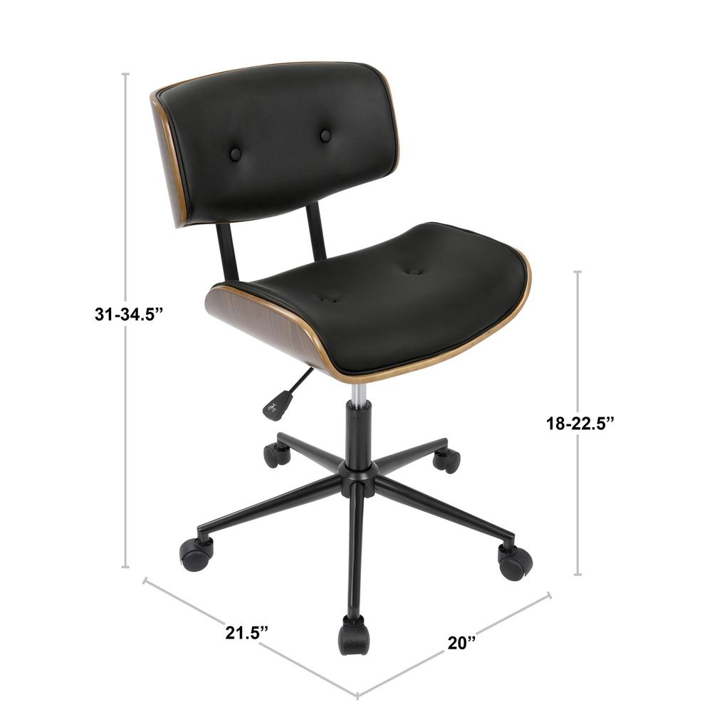 Walnut, Black Lombardi Office Chair. Picture 8