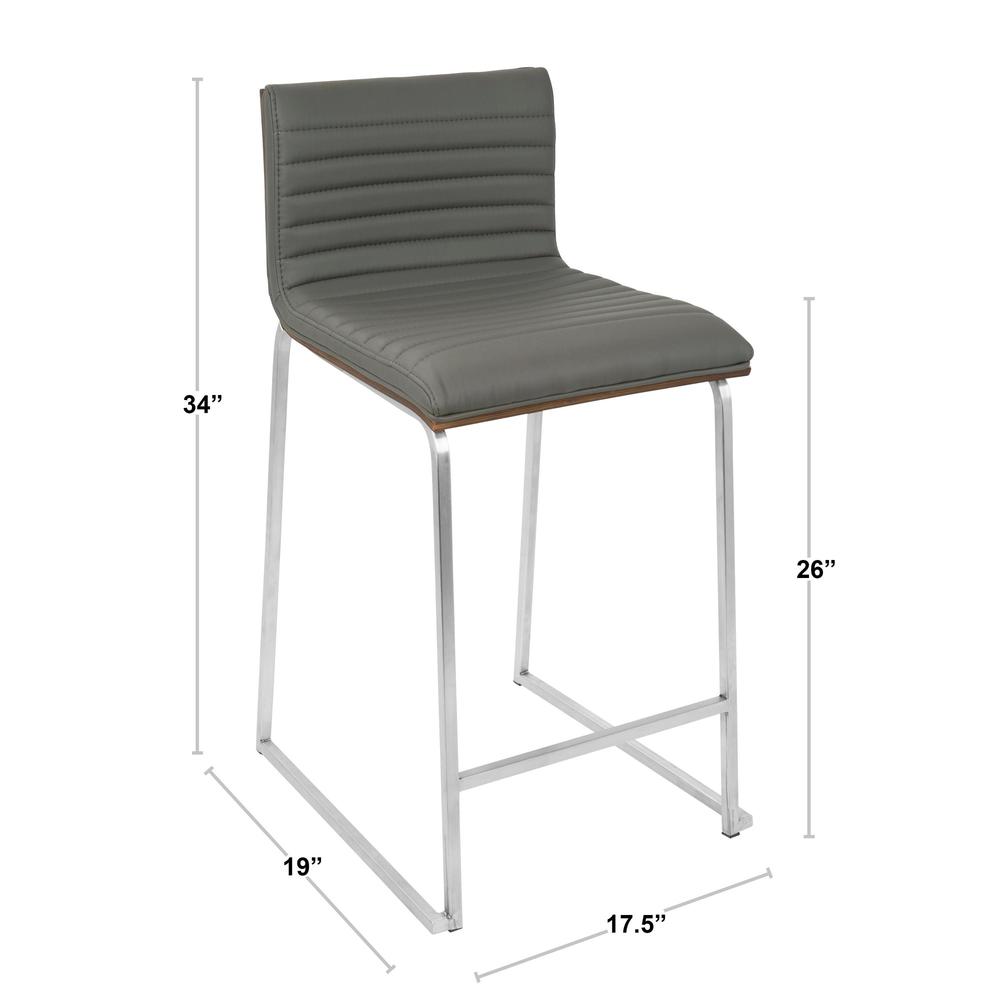 Walnut, Grey Mara Counter Stool - Set of 2. Picture 9