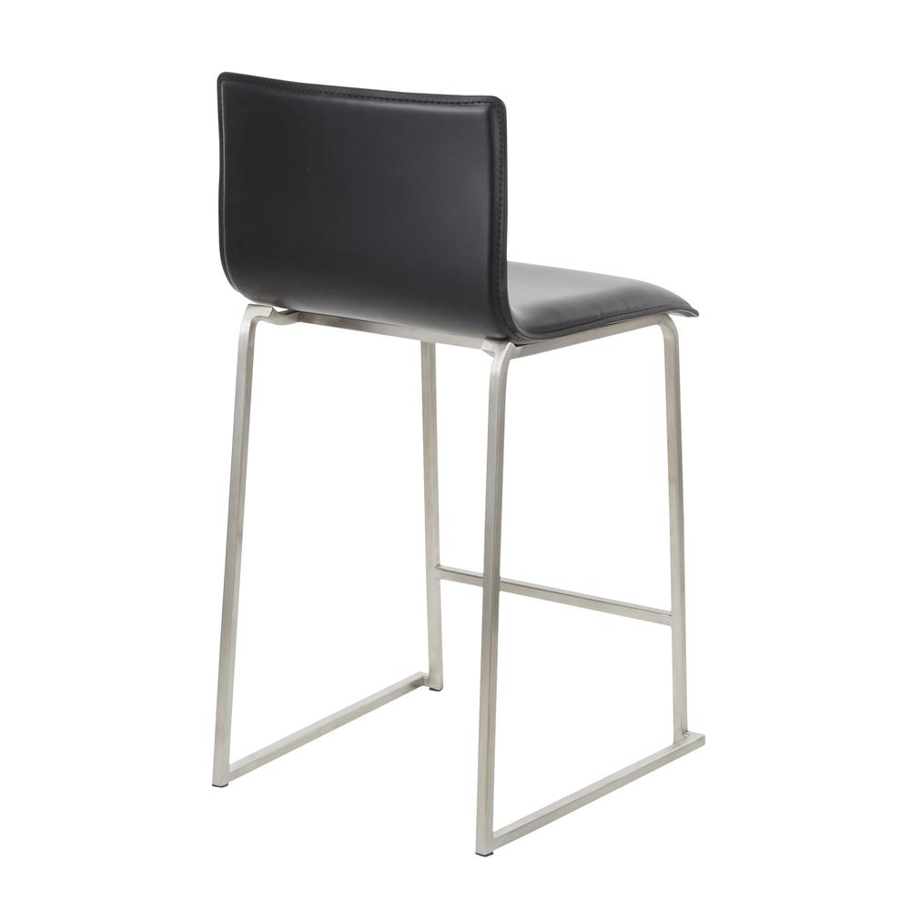Stainless Steel, Black PU Mara Counter Stool - Set of 2. Picture 4