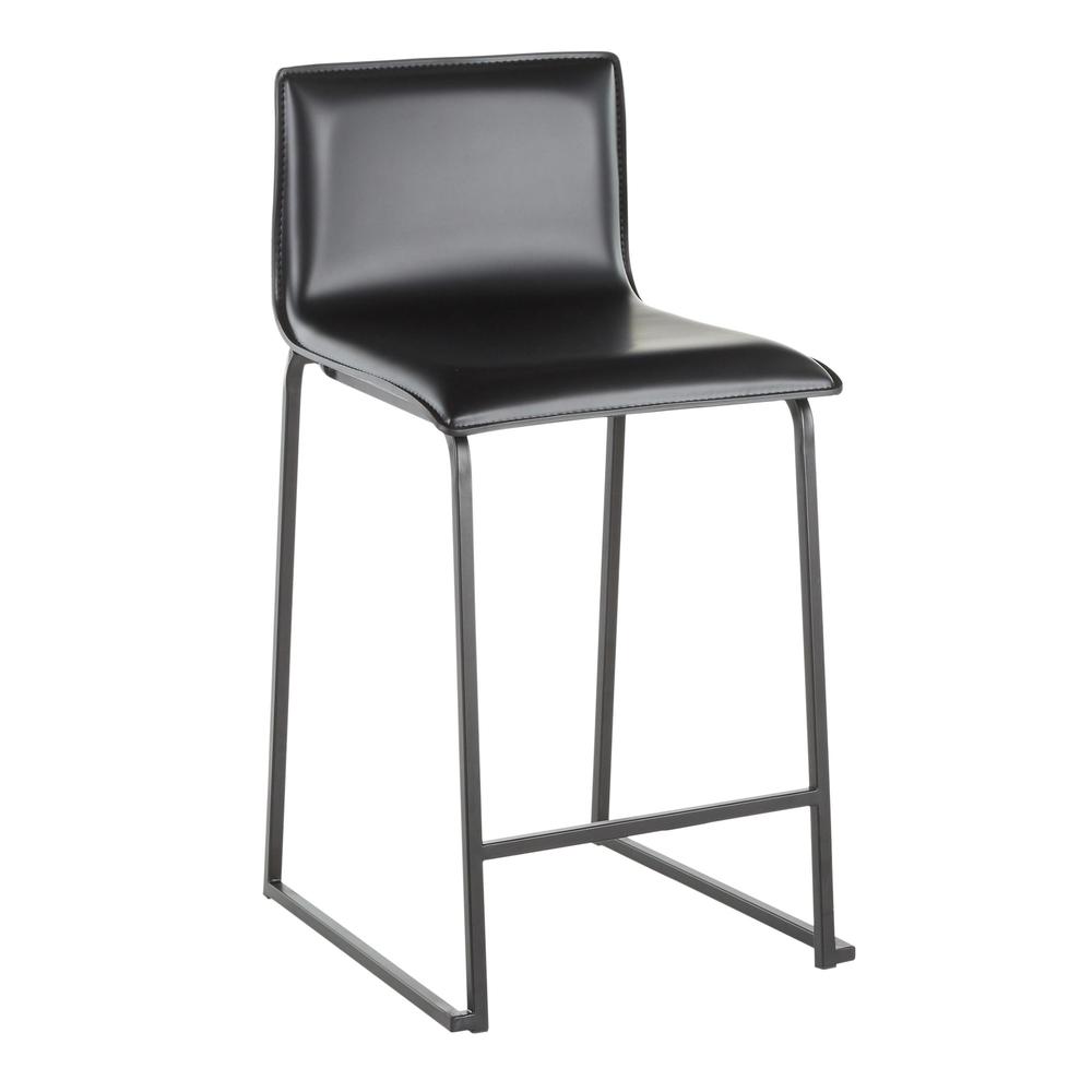 Black Metal, Black PU Mara Counter Stool - Set of 2. Picture 2
