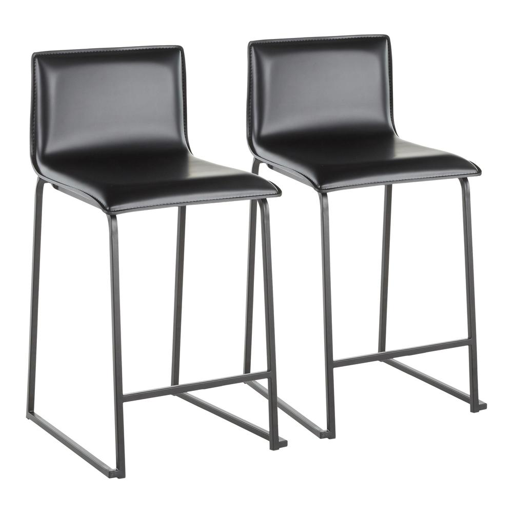 Black Metal, Black PU Mara Counter Stool - Set of 2. Picture 1