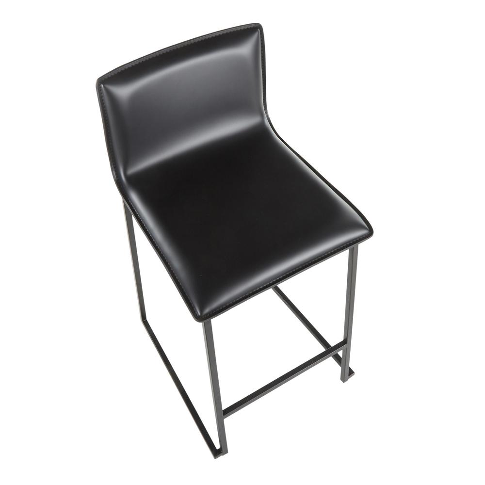 Black Metal, Black PU Mara Counter Stool - Set of 2. Picture 7