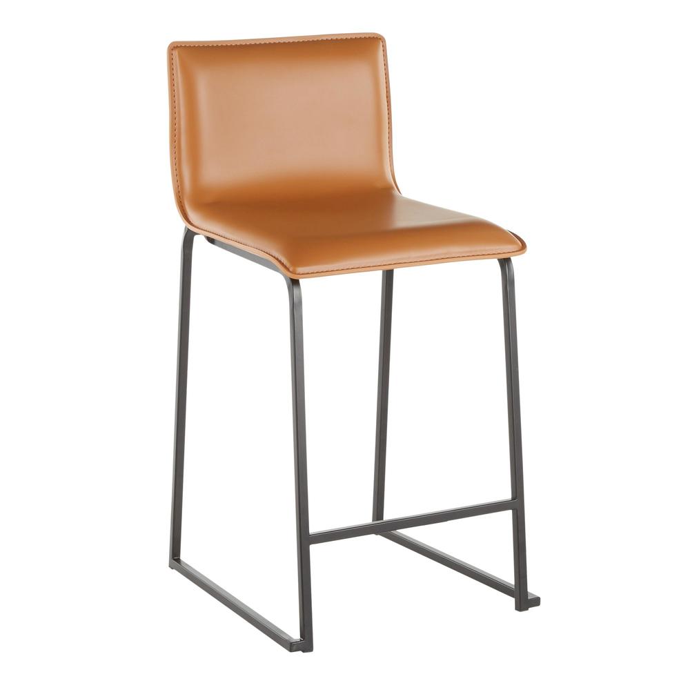 Black Metal, Camel PU Mara Counter Stool - Set of 2. Picture 2